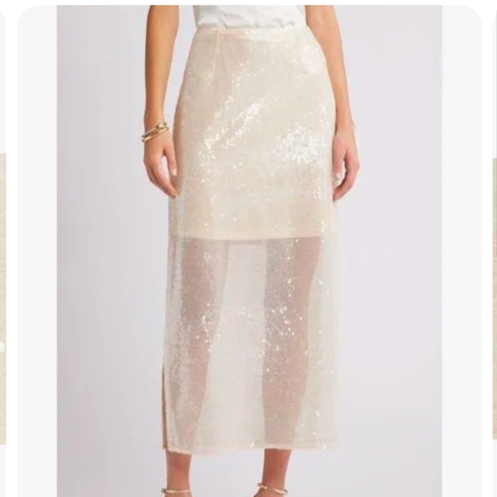 NWT Chan Luu Cream Sequin Skirt